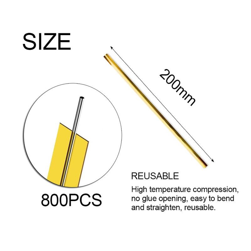 Aoktorkit 1PACKS 800Pcs Gold Metal Wire Twist Ties, 20cm, For