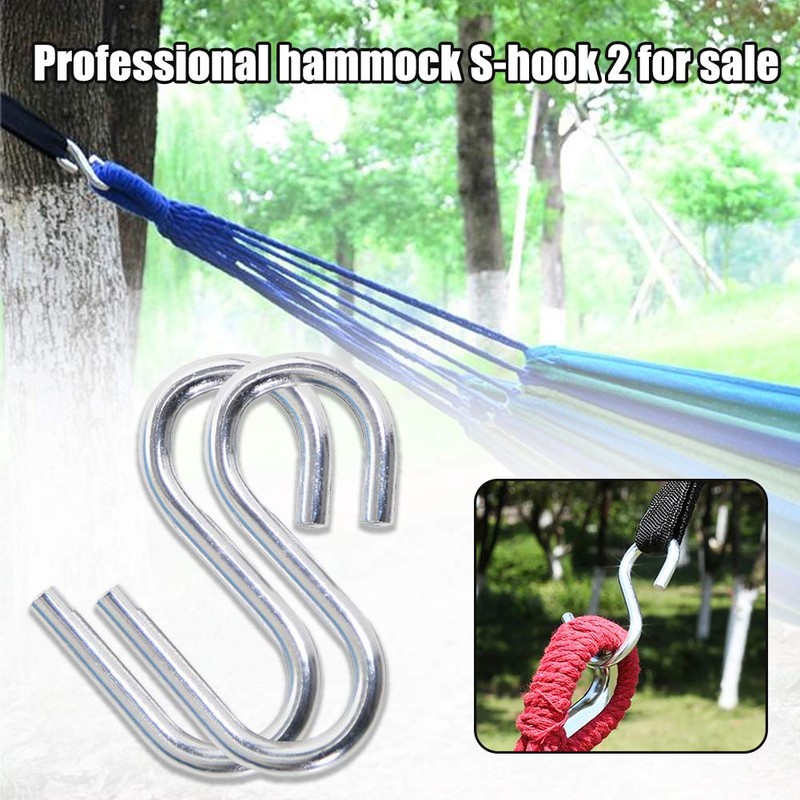 2Pcs Hammock Hooks, Heavy-Duty Stainless Steel S Shaped Hooks, Portable