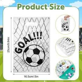 Nogeqi 50 Stück Fußball Geschenktüten Kindergeburtstag, 25cm x 16cm Fussball Mitgebsel Tüten Kindergeburtstag, Geschenktüte Kindergeburtstags Mit Henkel Für Sportparty Wasserdicht Wiederverwendbar