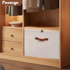 Fuonsyn 2 Pack Shoe Organizer, Shoe Storage Box with Clear Cover, Adjustable Dividers Fits 16-32 Pairs Shoe Boxes, Organizador de Zapatos, Beige