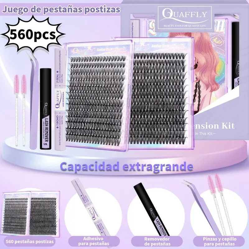 Juego De Extensiones De Pestañas De 560 Piezas, 10-18 Mm