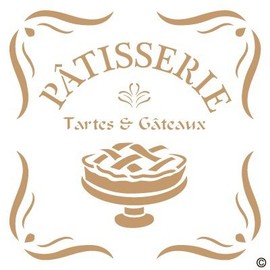 Stencil Deco Vintage Composition 172 Cakes. Stencil size: 20x20 cm (7,9x7,9 in). Design size: 15,7x15,7 cm (6,2x6,2 in)