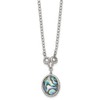 Real Stainless Steel/Vintage Antiqued Synthetic Abalone / CZ1.5in Extension Necklace