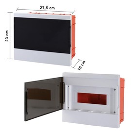 Lion Electric Fuse Box Flush-Mounted 1 Row 12 Modules Small Distributor White Surface-Mounted Distributor IP40 Halogen-Free Power Box Installation for Wet Rooms, Basements, Garages and All Indoor