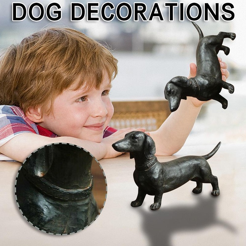 Home Decor Black Standing Long Dog Resin Statue Resin Crafts
