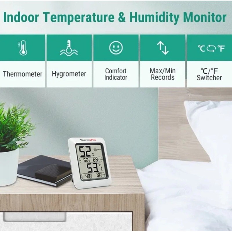 ThermoPro TP50 Digital Hygrometer Indoor Thermometer and Humidity Gauge 2