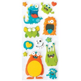 Playhouse Soft Puffy 13-Piece Sticker Sheet for Crafts, Trading & Collecting - Silly Monsters