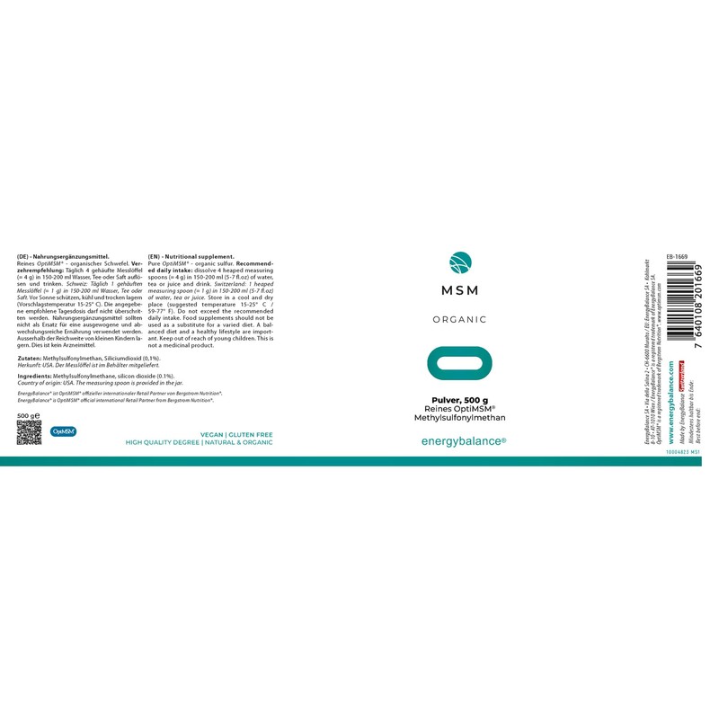 MSM OptiMSM 100% Pure Powder 500 g