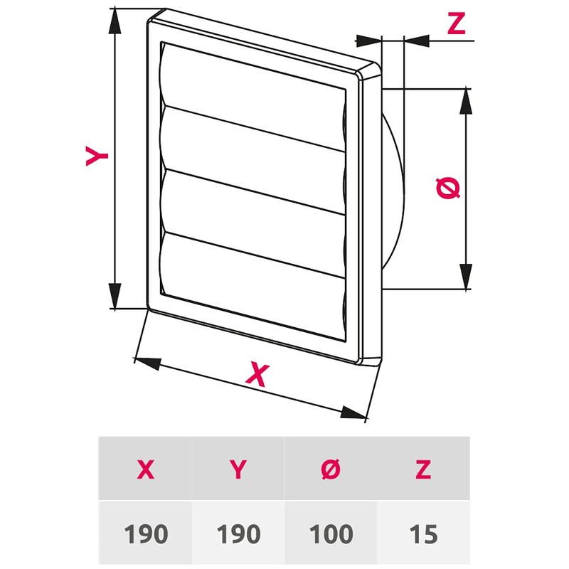 White Gravity Grille 100 mm / 4 inch External Ducting