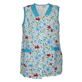 7/8 Short Tunic Apron Flowers Sleeveless Cotton Colourful, Model 2