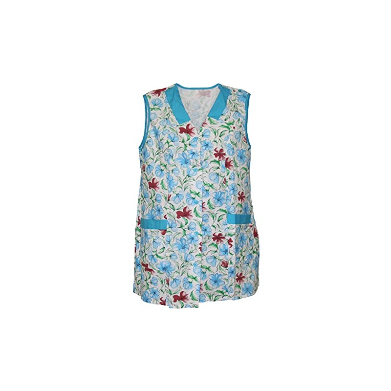 7/8 Short Tunic Apron Flowers Sleeveless Cotton Colourful, Model 2