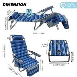 WKFAMOUT Backpack Beach Chair Aluminum with Folding Camping Table 5-Position Lay Flat Lounge Chair Outdoor for Adults with Insulated Cooler Bag and Cup Holder