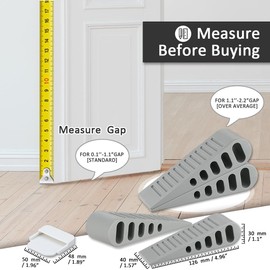 JQK Rubber Door Stopper Wedge, Grey 4 Pack Soft TPR Premium Door Stops for Bottom of Heavy Duty Door on Tile, Concrete, Carpet, Wooden Floor, DSB61-GY-P4