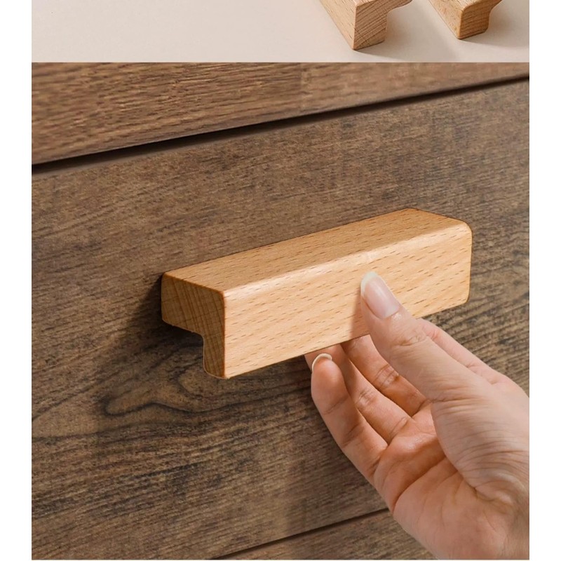 SYZOW 6 Pack Wooden Kitchen Cupboard Handles, Cabinet Hardware Drawer