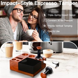 51mm Espresso Tamper, Triple-Spring Loaded Impact Coffee Tamper with Auto Release at 30 lbs, Fits 51mm Portafilters, Ideal for Beginners to Pros(51mm)