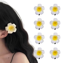 8pcs Mini Flower Hair Clips - Yellow Egg Flower Small Claw Clips, Metal Alloy Clip Side Hair Barrettes Accessories, Summer Gradient Color Floral Hairpin for All Styles