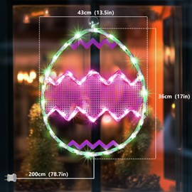 LAMPHOME 17" Lighted Green with Pink Chevron Stripe Easter Egg Window Silhouette