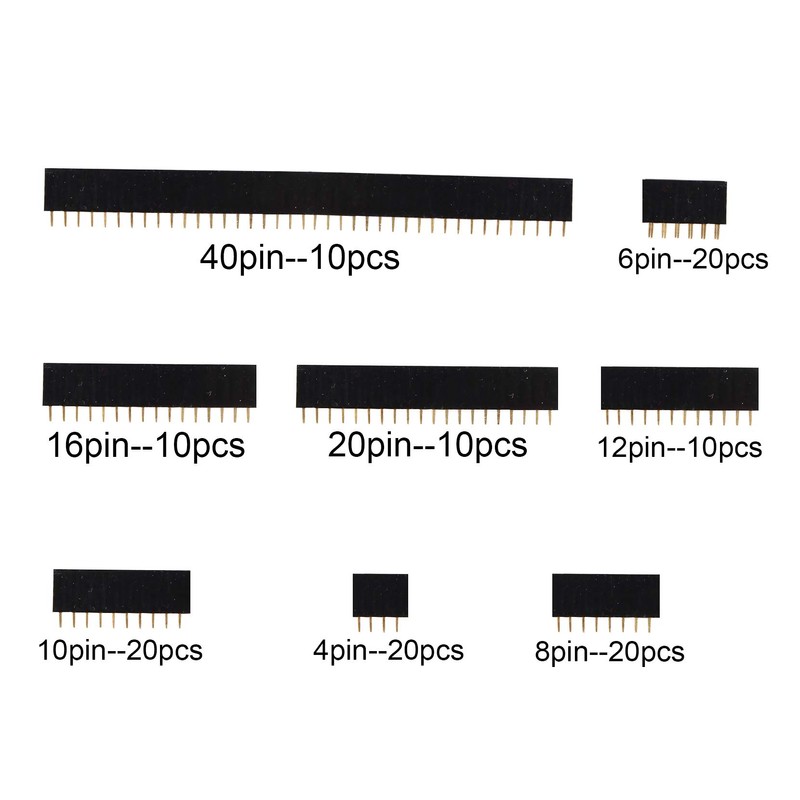 HALJIA 120 x 2.54mm Straight Single Row Stackable Female Header