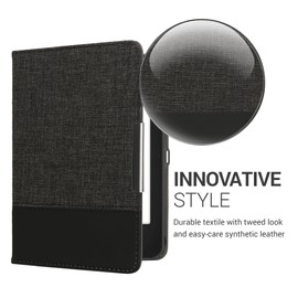 kwmobile Case Compatible with Tolino Shine 2 HD - Canvas eReader Protective Cover Case - Anthracite Black