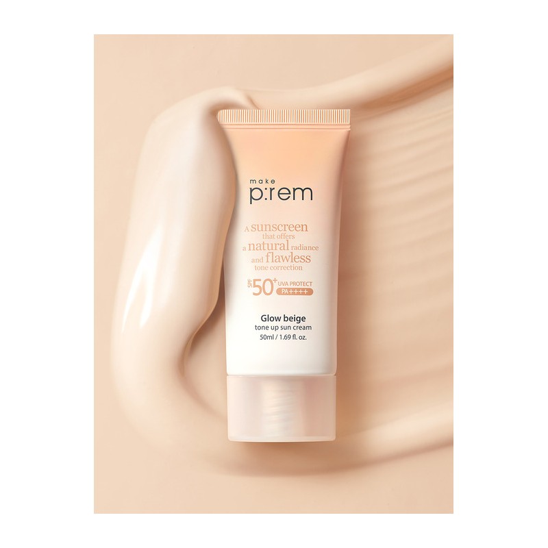 Make Prem Glow Beige Tone-Up Sun Cream 50ml / 글로우