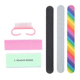 Kit de Limas de Uñas Profesional, Herramienta de Manicura Limas de Uñas Pedicura Kit de Arte de Uñas con Cepillo de Uñas, Tablero de Esmeril de Doble cara Accesorios de Arte de Uñas(6pcs)