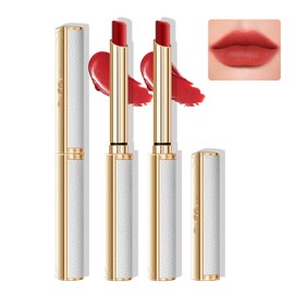 CAHIUYOA 2PCS Red Matte Lipstick Set for Women Natural Velvet Matte Lipstick Moisturizing Long Lasting Lip Gloss Non-Stick Cup Lip Stick Makeup - 03 True Red
