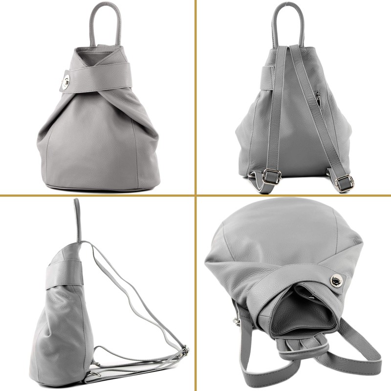 Modamoda de Women's Leather Backpack Bag, Italian, T179 - Yellow