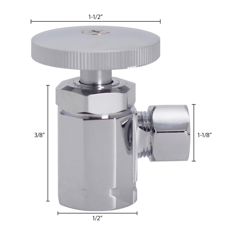 Westbrass Round Handle Angle Stop Shut Off Valve, 1/2" IPS