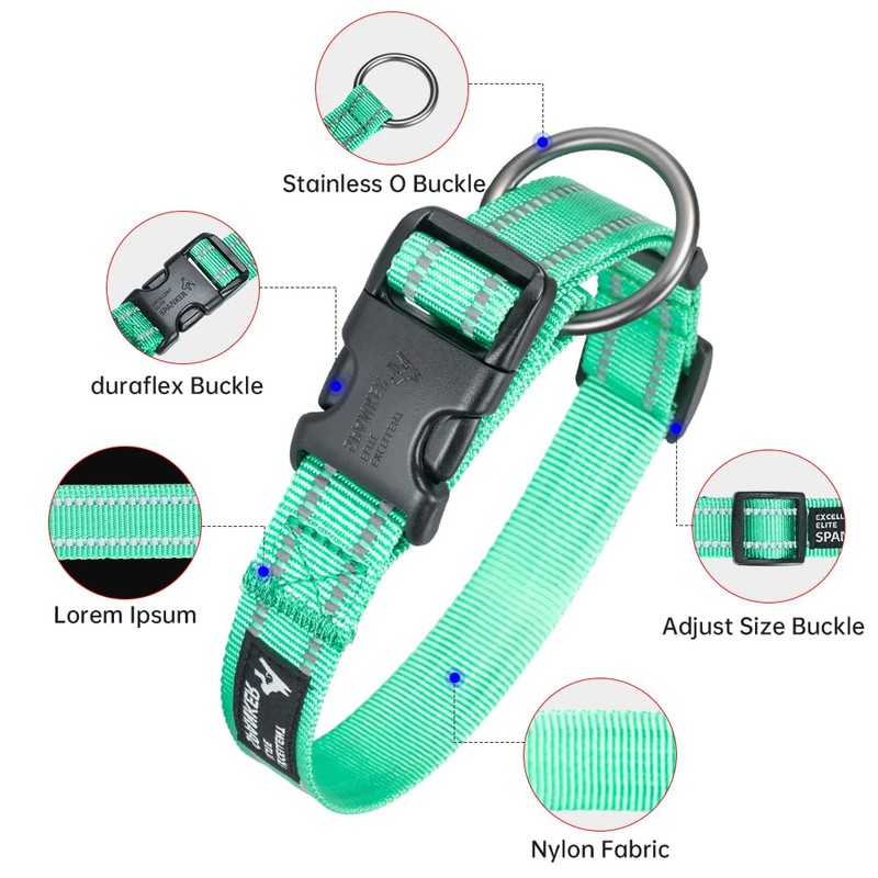 EXCELLENT ELITE SPANKER Nylon Dog Collar, Adjustable Reflective Dog Collar,