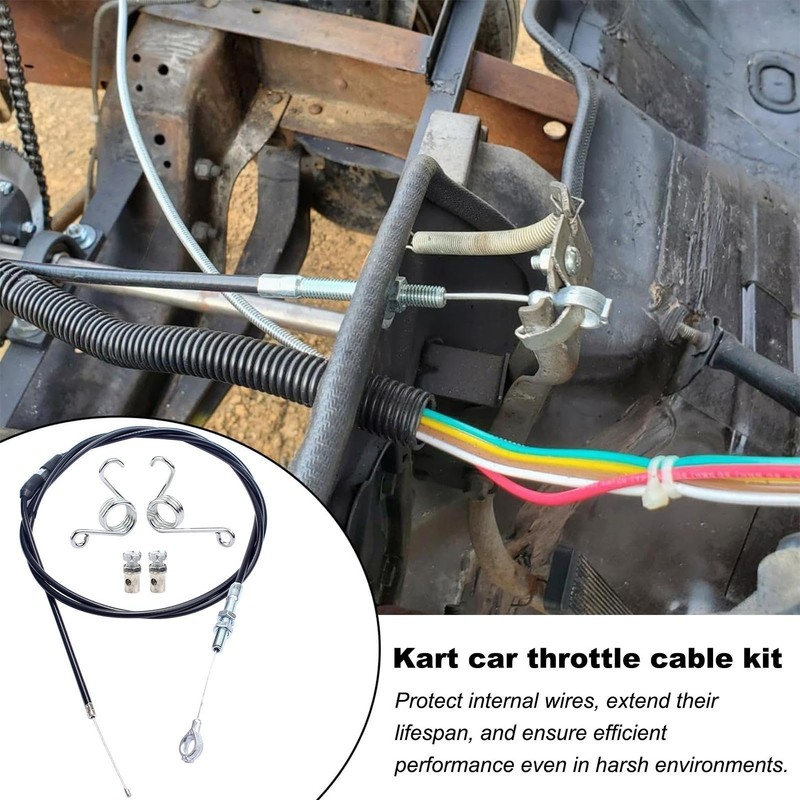 Throttle Cable Kit - Go Cart Replacement Parts with Brake