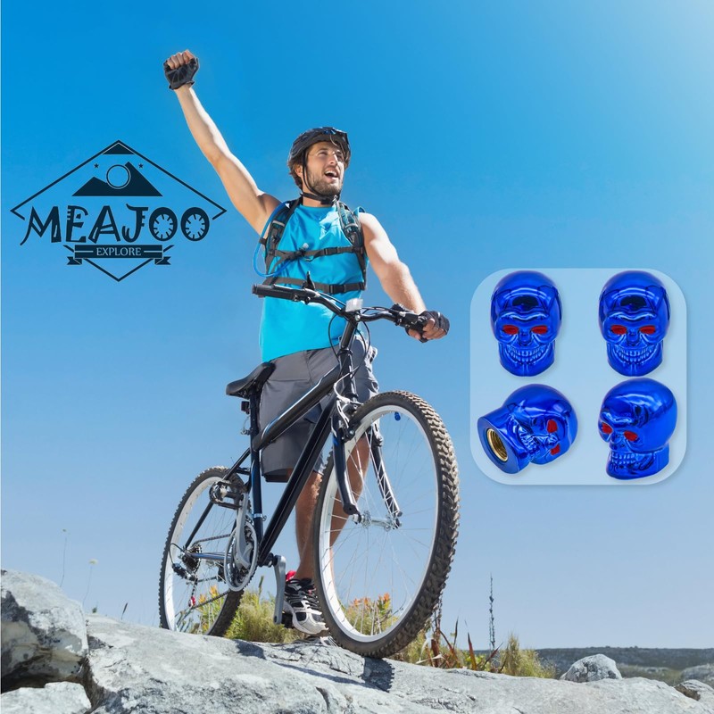 MEAJOO 8PCS Skull Style Tire Valve Stem Caps, with O