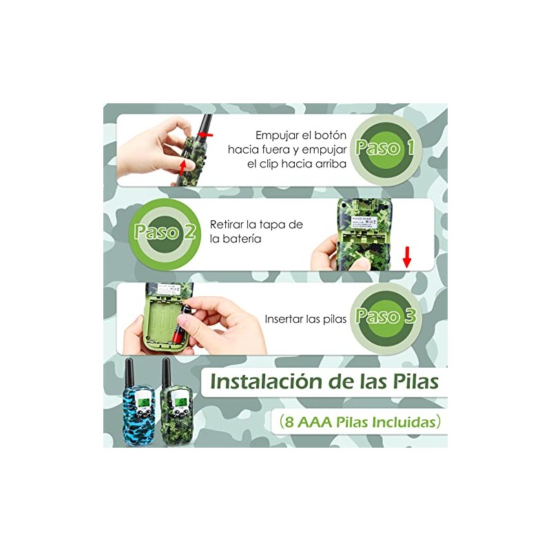 KIDS CHOICE 2 Pzas Walkie Talkies para Niños,Camping Juguetes al