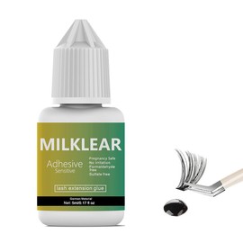 MILKLEAR Lash Cluster Glue Waterproof Long Lasting 2-3 Weeks, Eyelash Extension Glue Sensitive Eyes, for Individual Lash, No Fumes, DIY at Home, Self Application or Salon Professionals 5ml