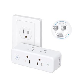 TROND Extensor de Salida Protector de sobretensiones con Enchufe Giratorio, Tira de alimentación giratoria de 3 Lados, Divisor de 6 Salidas de CA, Adaptador de Enchufe de Pared Giratorio de 3 Lados