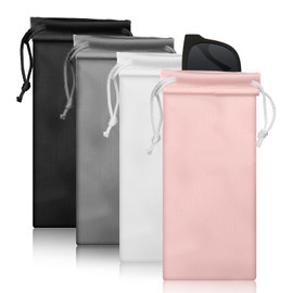 HJZHII 4Pcs Microfiber Sunglasses Pouch, Soft Drawstring Eyeglass Storage Bag Sunglasses Case Glasses Sleeve Pouch for Glasses Jewelry Small Accessories