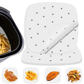 Numola 100 Pcs Air Fryer Parchment Paper Liners, 9 Inch Perforated Air Fryer Liners Disposable, Square Parchment Paper for Air Fryer, Non-Stick Steamer Liners for Oven, Microwave, Steaming Basket