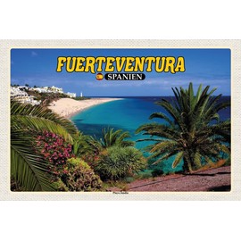 mrdeco Metal Sign 20 x 30 cm Domed Fuerteventura Spain Playa Jandia Sea Decorative Tin Sign