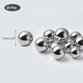 HiPicco 25 Pack 7mm Bearing Balls 304 Stainless Steel G100 Precision Balls，7mm/apr.0.28" Precision Bearing Balls
