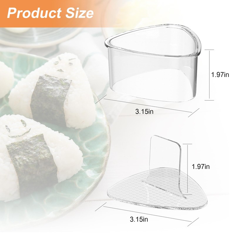 2PCS Large Clear Onigiri Rice Ball Mold Makers,Triangle Rice Ball