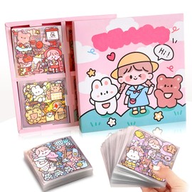 Kawaii Stickers, Cute Cartoon Girl Sticker Set, Scrapbook Stickers, Cartoon Stickers, Journaling Stickers, for DIY Scrapbook, Notebook, Photo Album and Calendar, Pack of 100