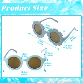 10 Pairs Round Flower Kids Sunglasses, Flexible Bendable Baby Toddler Flower Shaped Cute Sunglasses Beach Eyewear Glasses for Pool Beach Outdoor Age 3-10 Years