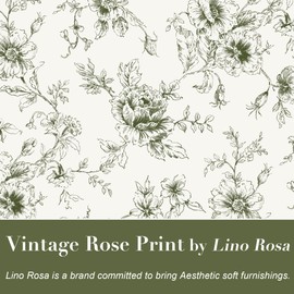 Olive Green Curtains for Dining Room,Pattern European Floral Linen Toile Dark Moody Sheer Pleat French Country Curtains for Living Room Bedroom 84 Inch Length 2 Panels Set