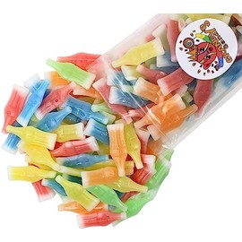 Grandys Candys Nik-L-Nips Vintage Wax Bottle Candy Drinks Filled with Flavored Syrups (Cherry, Orange, Lemon, Blue Raspberry, and Green Apple Flavors) 1 Pound