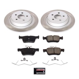 Power Stop SC7417 Rear Brake Kit With Semi-Coated Brake Rotors and Ceramic Brake Pads & Hardware For Edge, Fusion, Police Responder Hybrid, SSV Plug-In Hybrid, Continental, Nautilus [Model Specific]