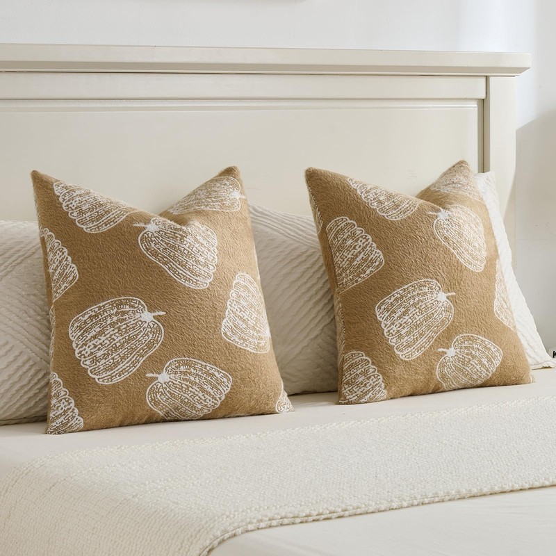 Fall Pumpkins Throw Pillow Covers 18x18 Inch Set of 2,Soft