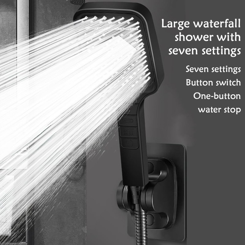 Shower Head, Water Saving with Stop Button, Hand Shower, Pressure
