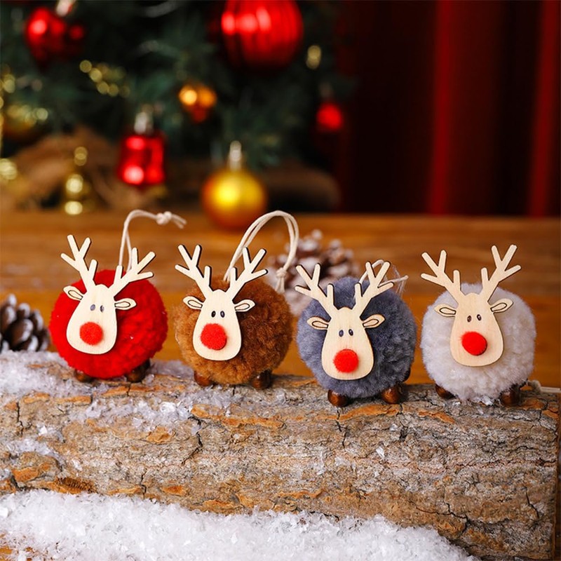 Christmas Ornament, Plush Set, 6-piece Set, Cute, Reindeer, Christmas Tree,