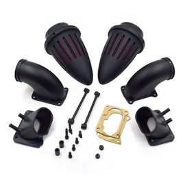 Xingmoto AfterMokit Dual Bullet Air Cleaner Intake with Red Filter for Suzuki Boulevard M109R VZR1800 Intruder M1800R Matte Black