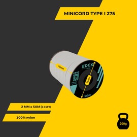 EdcX 2 mm Nylon Paracord 275 (15, 30, 50 and 100 m)– 100% Nylon rope, 3-Strand cord, Nylon cord 2 mm in Many Colours (White, 50 m)
