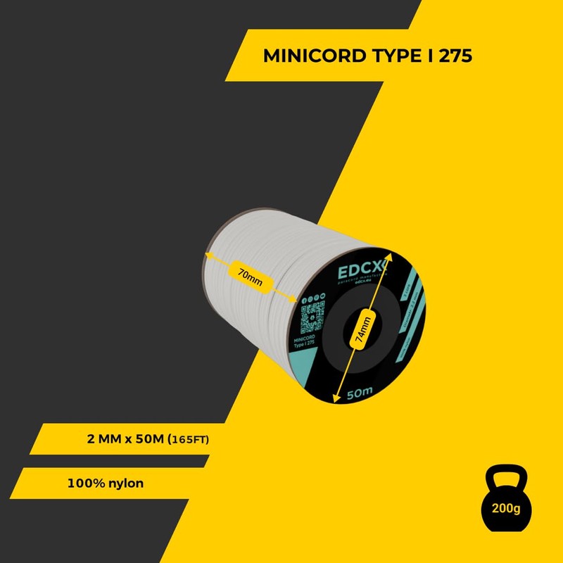 EdcX 2 mm Nylon Paracord 275 (15, 30, 50 and
